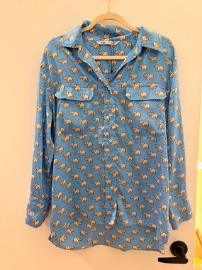 Zara Light Blue Elephant Print Shirt
